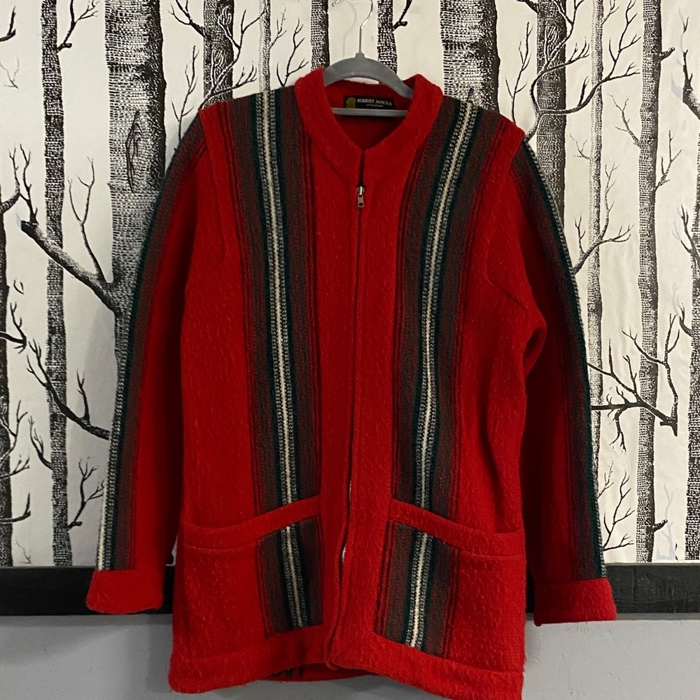 Robert Mackie of Scotland Red Wool Cardigan